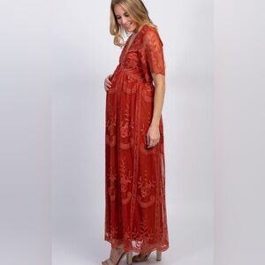 Pinkblush Rust Lace Maxi Dress